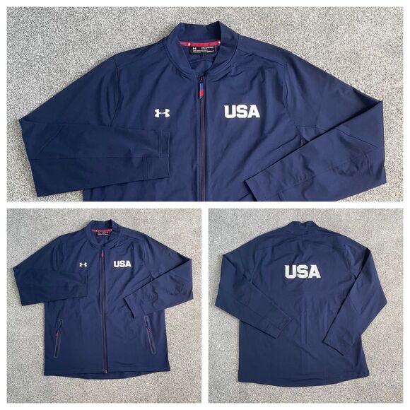 Under Armour USA Olympics Ryder Cup Jacket Full Zip Blue Size XXL 2XL - Picture 1 of 14